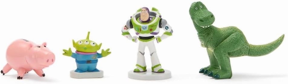 DISNEY STORE Official Toy Story Figure Set - 8 Fully Sculpted Disney Figures Including Buzz Lightyear, Woody, Jessie & More in Double-Tiered Box with Scenic Backgrounds