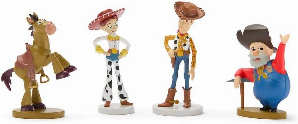 DISNEY STORE Official Toy Story Figure Set - 8 Fully Sculpted Disney Figures Including Buzz Lightyear, Woody, Jessie & More in Double-Tiered Box with Scenic Backgrounds