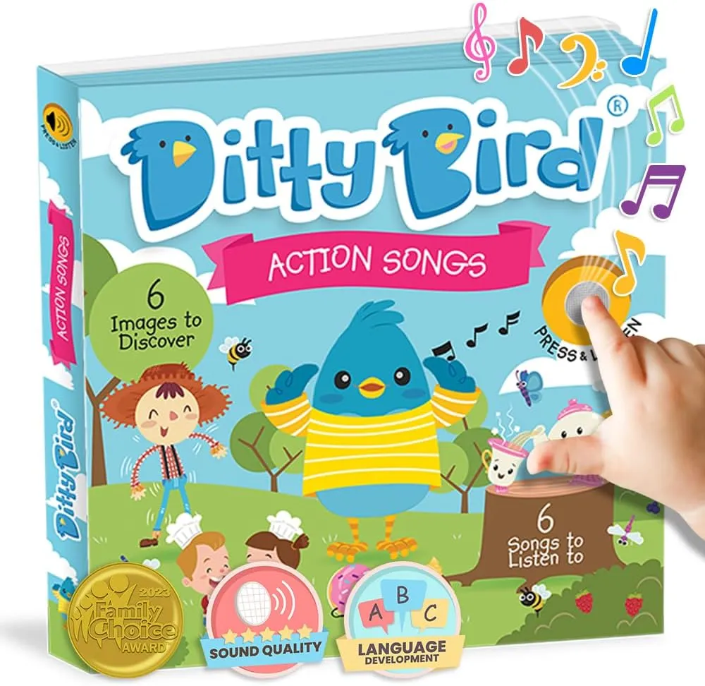 Ditty Bird Musical Books for Toddlers | Fun Children's Nursery Rhyme Book | I’m a Little Teapot Book with Sound | Interactive Toddler Books For 1 Year Old to 3 Year Olds | Sturdy Baby Sound Books