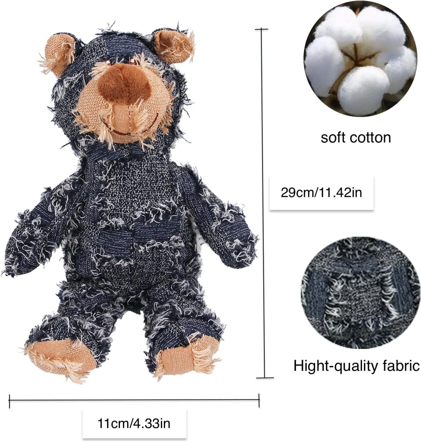 Dog Companion for Heavy Chewers- Indestructible Robust Bear Dog Toy, Resistant Squeaky Dog Toys for Heavy Chewers, Unbreakable Stuffed Plush Dog Toys for Aggressive Chewers (E-Navy Purple)