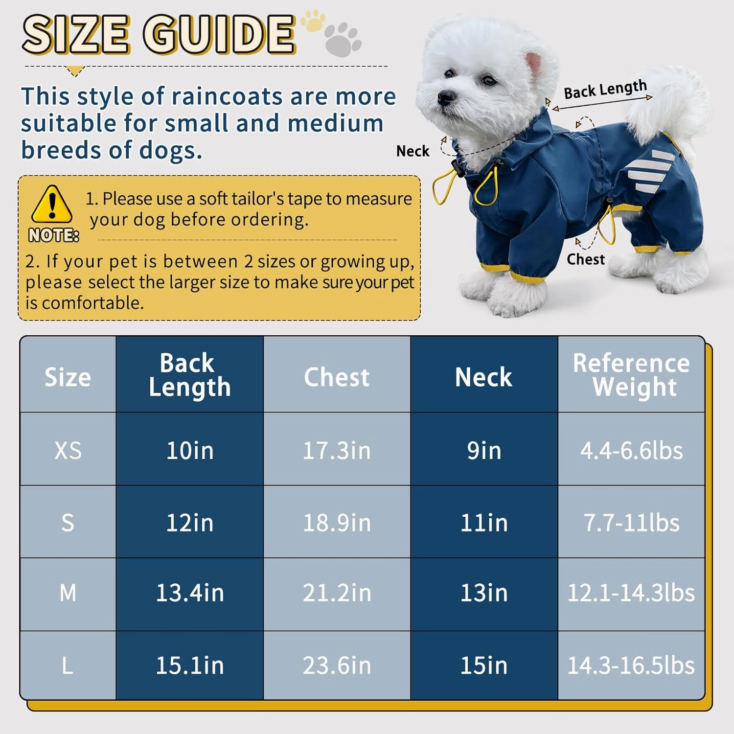 Dog Raincoat, Waterproof Dog Rain Jacket with Hood, Rain Coat with Leash Hole, Reflective Strap for Small Medium Dogs, Lightweight Puppy Clothes(Blue,S)