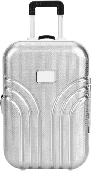 Dolls Travel Suitcase, Mini Size Trolley Case with Open and Close Carry On Luggage Simulation Rolling Suitcase Toy(Silver)