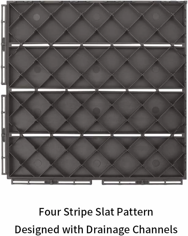 Domi Patio Deck Tiles, 12 x 12 inches Composite Interlocking Shed Floor, Four Slat Plastic Kennel Deck, 27 Pieces One Pack, Dark Grey