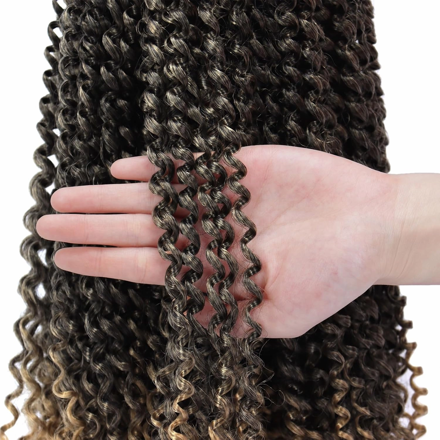Dorsanee Ombre Honey Blonde Passion Twist Hair 18 Inch 7 Packs Water Wave Crochet Hair Long Bohemian Curly Braiding Hair for Butterfly Locs, Faux Locs, Boho Style Spring Twist Crochet Braids (T27#)