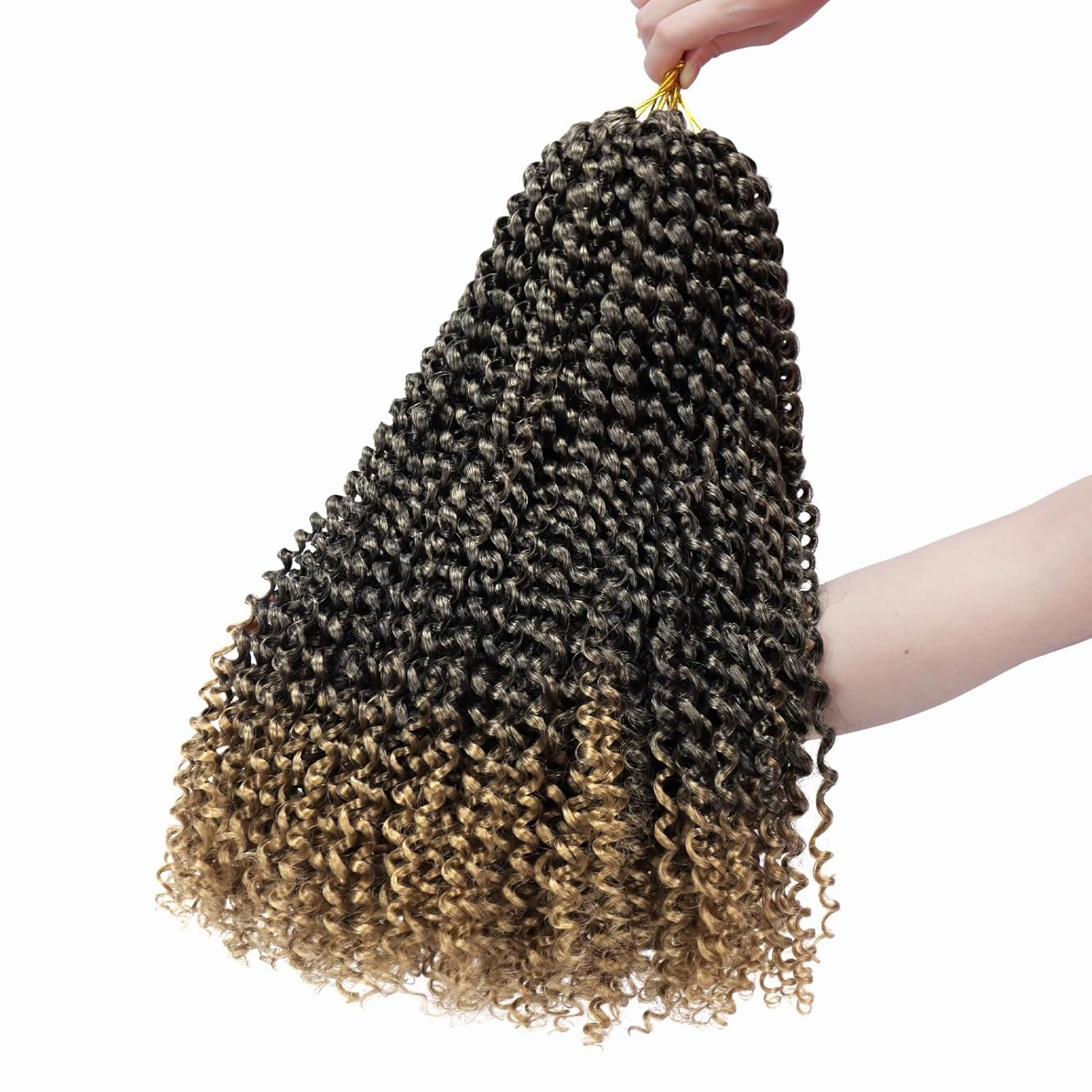 Dorsanee Ombre Honey Blonde Passion Twist Hair 18 Inch 7 Packs Water Wave Crochet Hair Long Bohemian Curly Braiding Hair for Butterfly Locs, Faux Locs, Boho Style Spring Twist Crochet Braids (T27#)