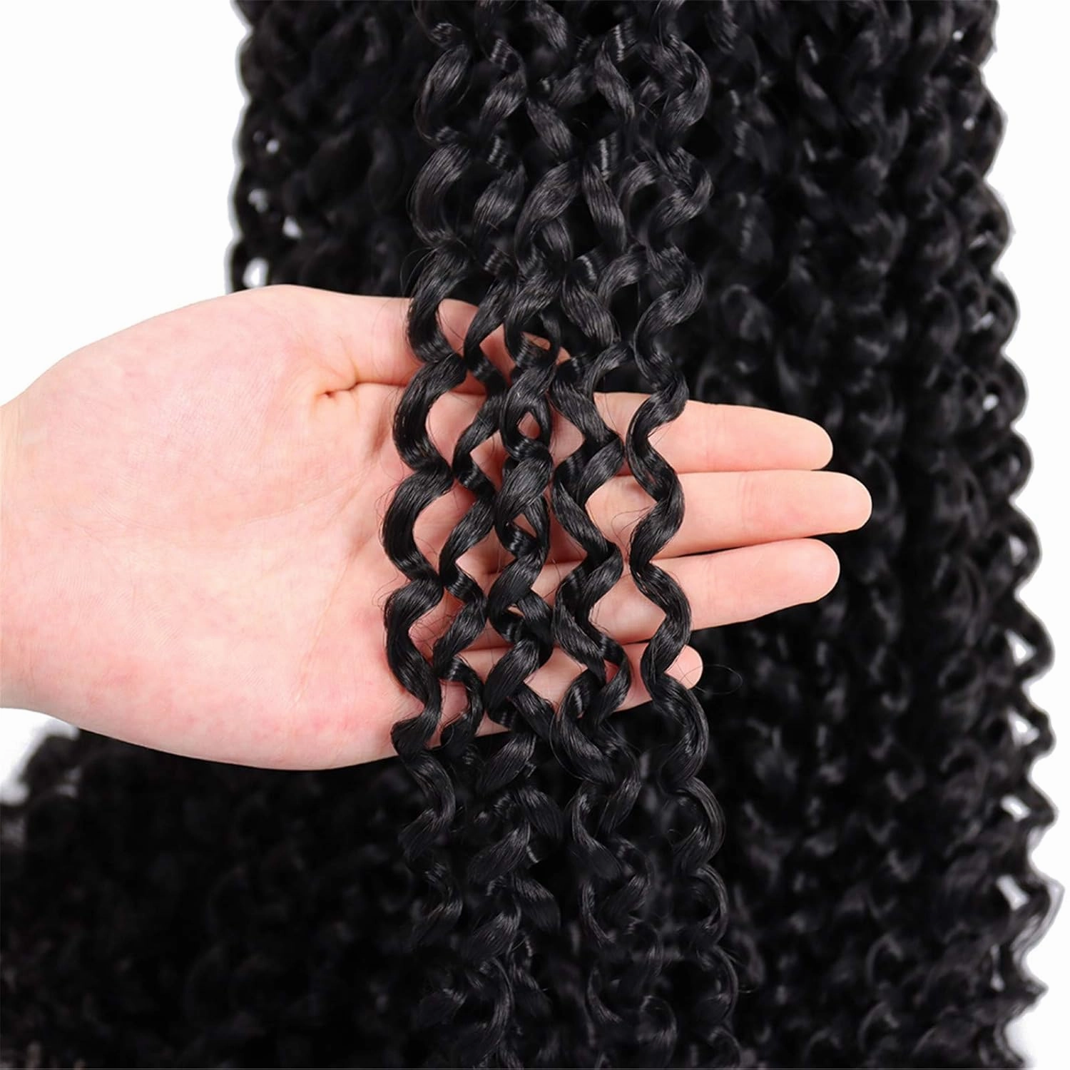 Dorsanee Passion Twist Hair 18 Inch 7 Packs Water Wave Crochet Hair Long Bohemian Curly Braiding Hair for Butterfly Locs, Faux Locs, Boho Style Spring Twist Crochet Braids (1B#)