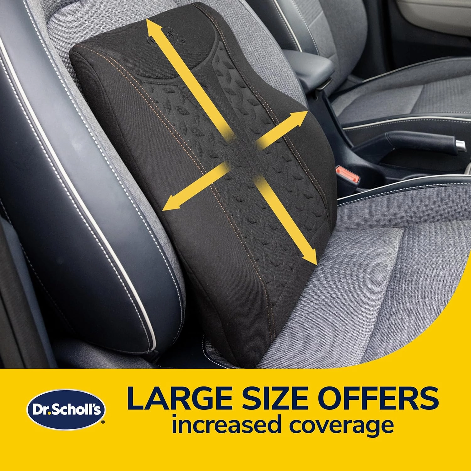 Dr. Scholl's Max Support Copper-Infused Lumbar Seat Cushion for Car, Truck, SUV — Black