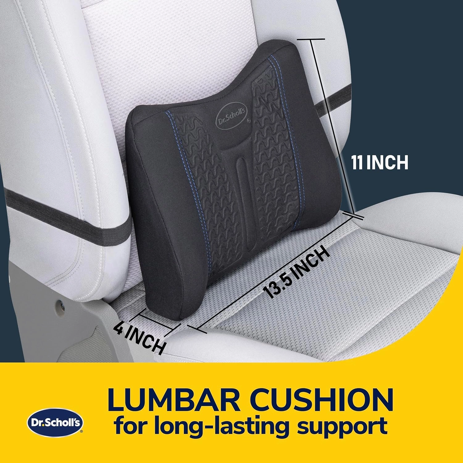 Dr. Scholl's UltraCool Gel-Infused Lumbar Seat Cushion for Car, Office, Home — Black