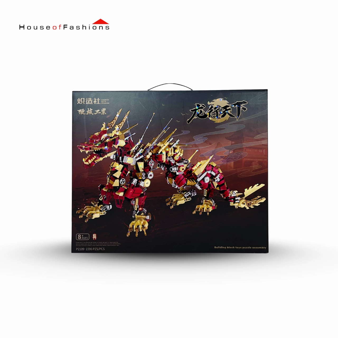 Dragon Building Toy Kit, Mechanical Metallic Dragon Toy Model Building Blocks Set, Dragon Animal Collectible Display Building Sets for Adults Teens Kids Age8  Building Gifts - Red