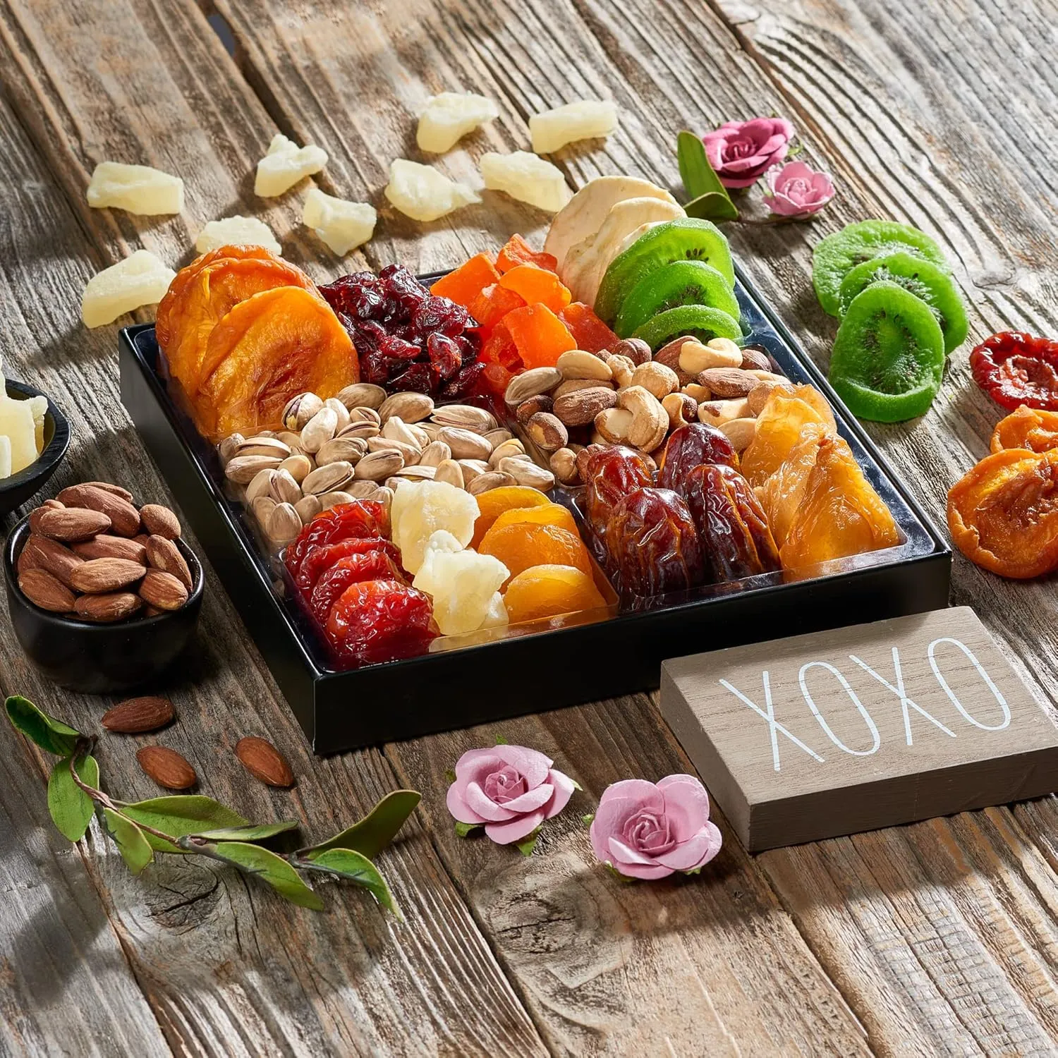 Dried Fruit & Nuts Gift Basket Arrangement Platter, Gourmet Food Snack Box, Gift Basket, Birthday Care Package, Healthy Kosher - Her Him - 12 Snackberry Assortment (Single)