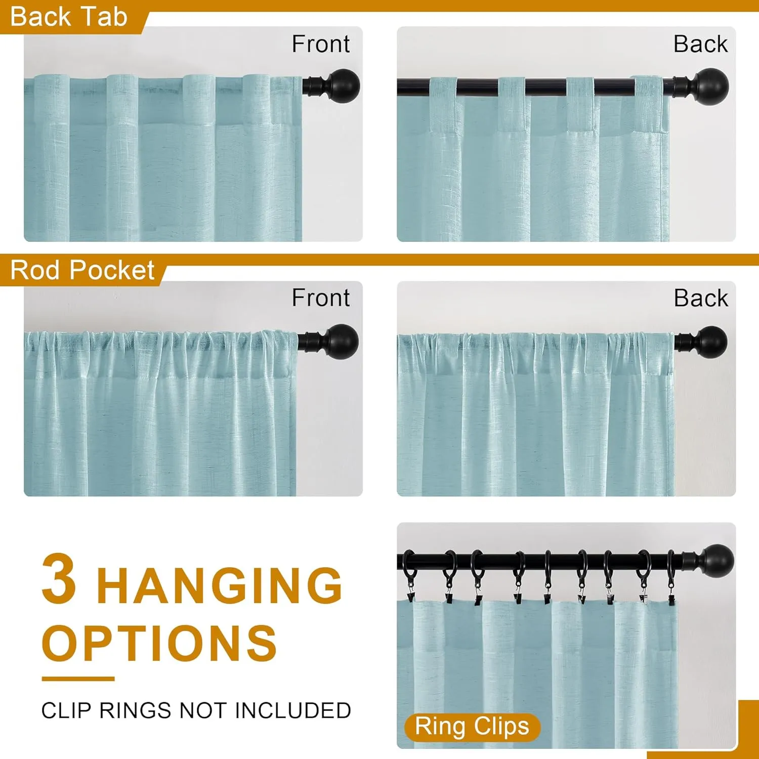 DWCN Linen Sheer Curtains 84 Inches Long, Rod Pocket & Back Tab Linen Texture Semi Sheer Window Covering, Light Airy Privacy Sheer Panels for Bedroom Living Room 52" W x 84" L, Stone Blue, Set of 2