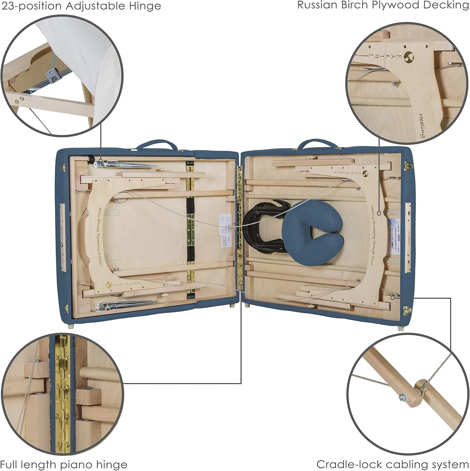 EARTHLITE Portable Massage Table Package AVALON – Reiki Endplate, Premium Flex-Rest Face Cradle & Strata Cushion, Carry Case (30”x73”)