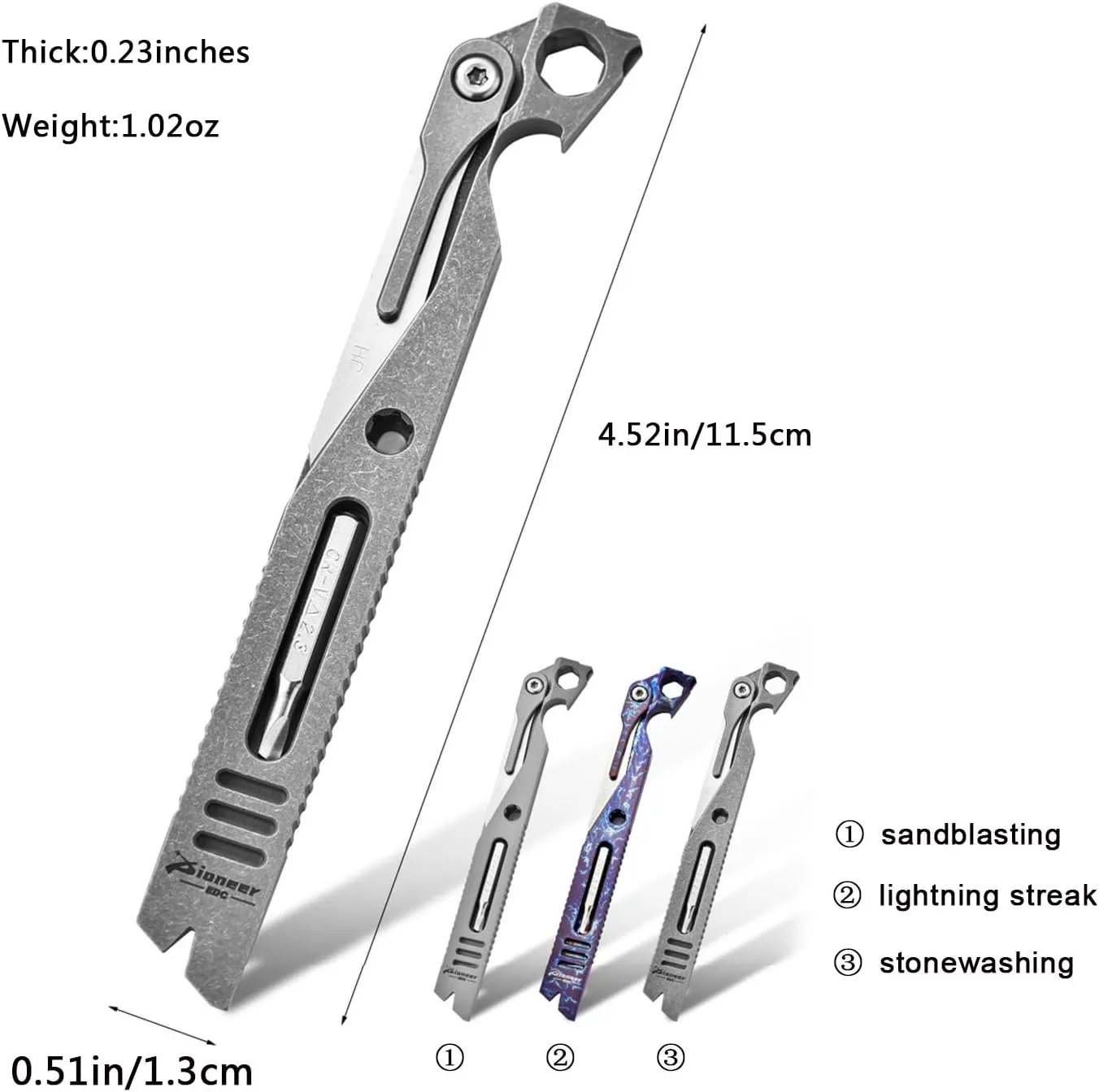 EDC Multitool Pry Bar, with Utility knife, Bottle Opener, EDC Pocket Tool, Gifts for Men (stonewashing)