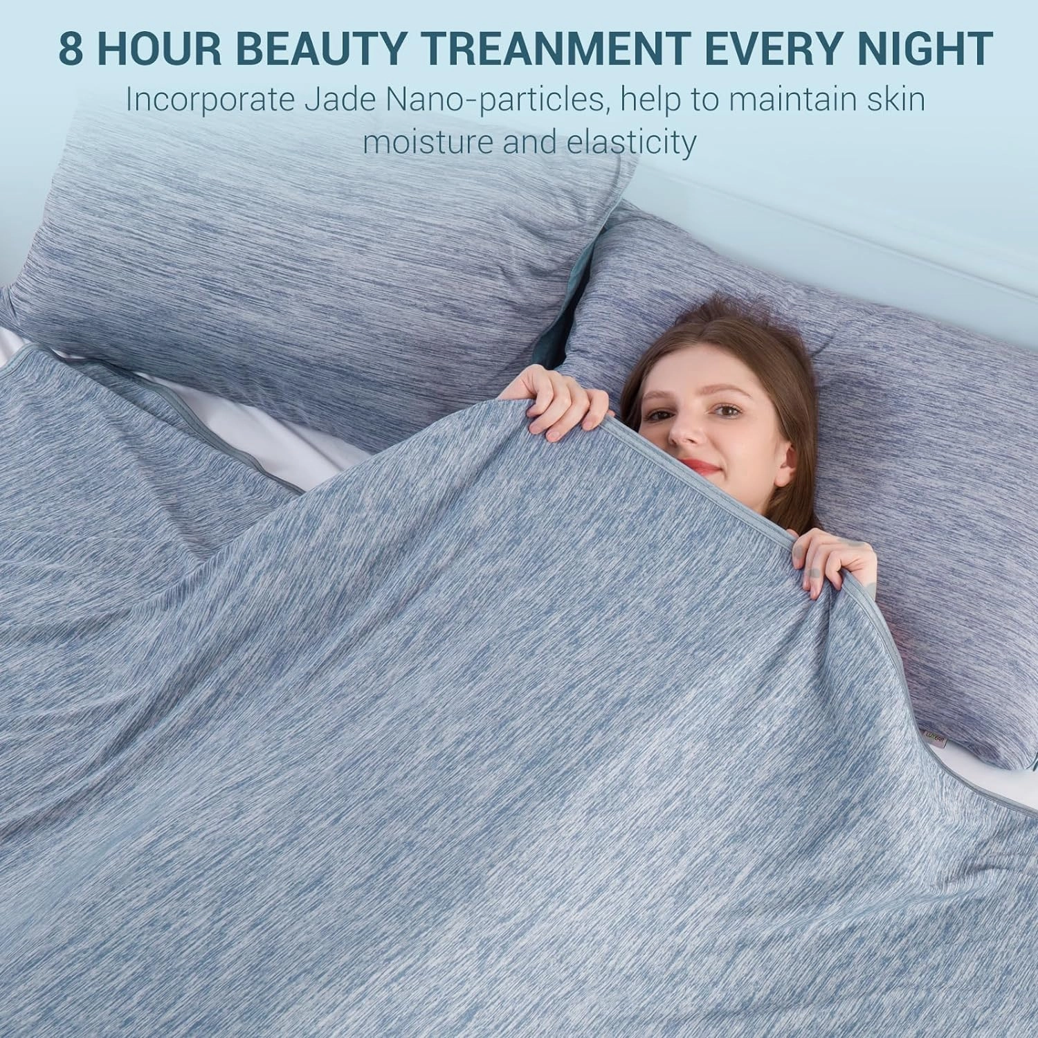 Elegear Revolutionary Cooling Blanket Queen Absorbs Heat to Keep Body Cool for Night Sweats, Arc-Chill Cool 3.0 Fiber Q-Max>0.5 for Hot Sleepers, Lightweight Summer Cold Blankets for Sleeping, Blue