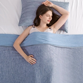 Elegear Revolutionary Cooling Blanket Queen Absorbs Heat to Keep Body Cool for Night Sweats, Arc-Chill Cool 3.0 Fiber Q-Max>0.5 for Hot Sleepers, Lightweight Summer Cold Blankets for Sleeping, Blue