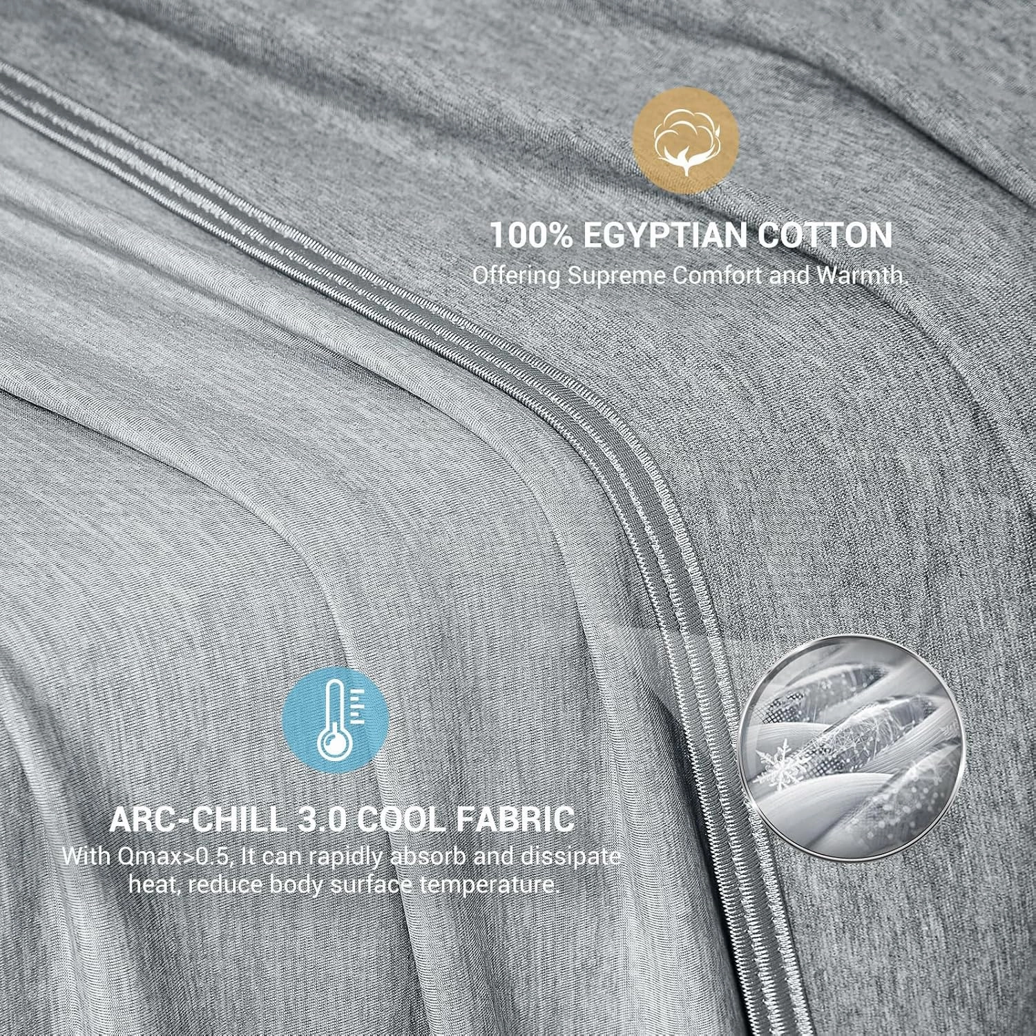 Elegear Revolutionary Cooling Blanket Twin, Absorbs Heat to Keep Body Cool for Night Sweats, Arc-Chill Cool 3.0 Fiber Q-Max>0.5 for Hot Sleepers, Lightweight Summer Cold Blankets for Sleeping, Grey