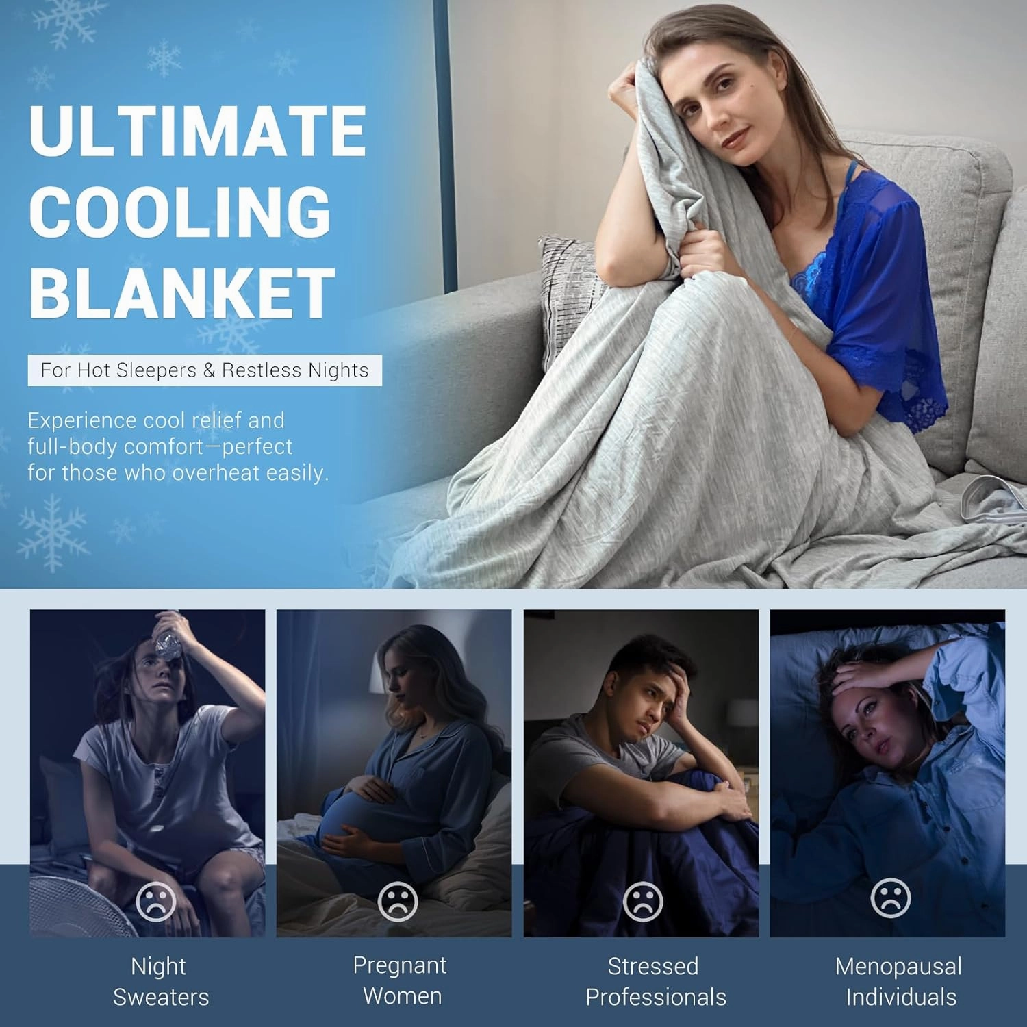 Elegear Revolutionary Cooling Blanket Twin, Absorbs Heat to Keep Body Cool for Night Sweats, Arc-Chill Cool 3.0 Fiber Q-Max>0.5 for Hot Sleepers, Lightweight Summer Cold Blankets for Sleeping, Grey