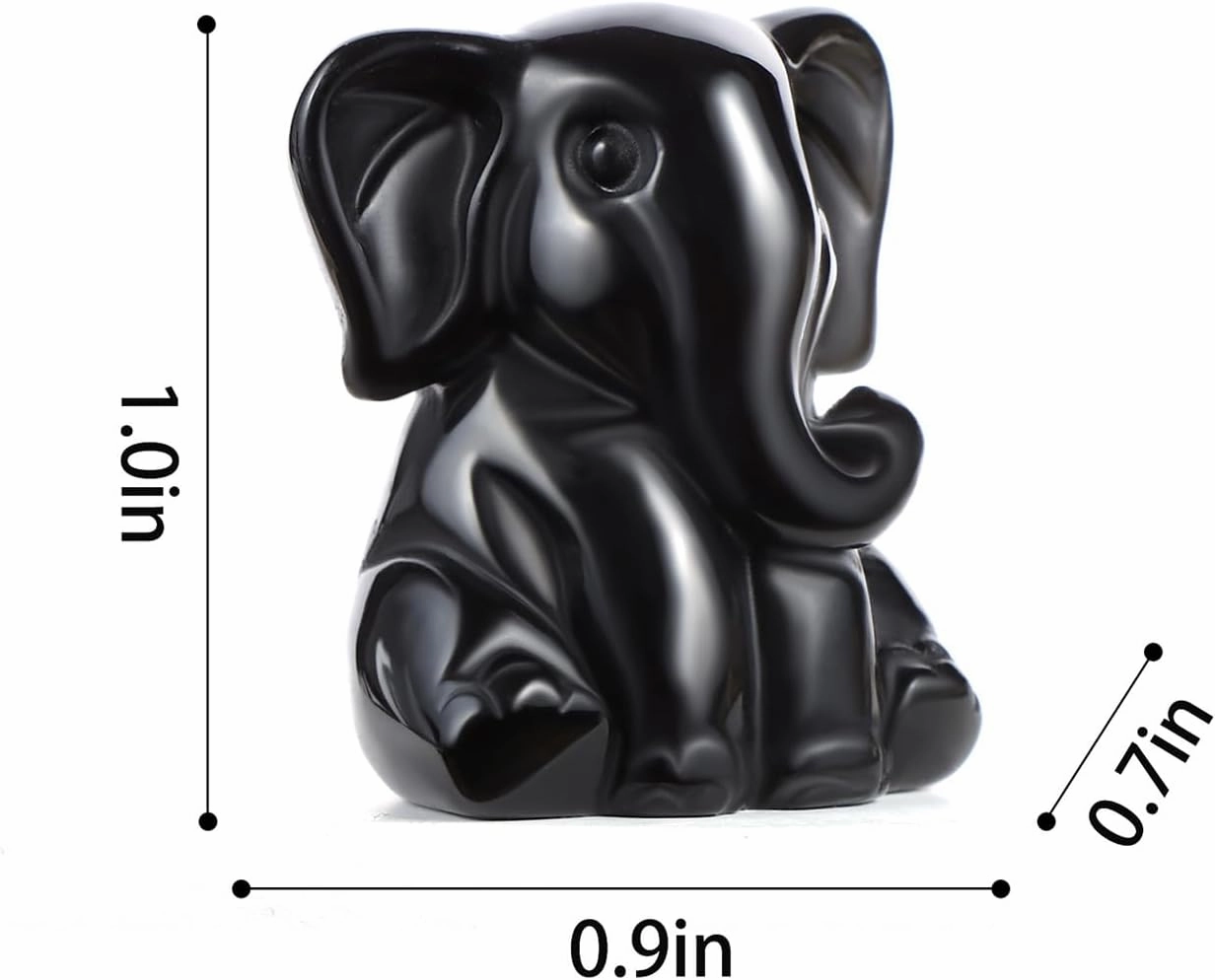 Elephant Statue Healing Crystal Hand Carved Figurine 2pcs Set, 1.2" Animal Figurine Worry Stone for Anxiety relif Home Desk Decor