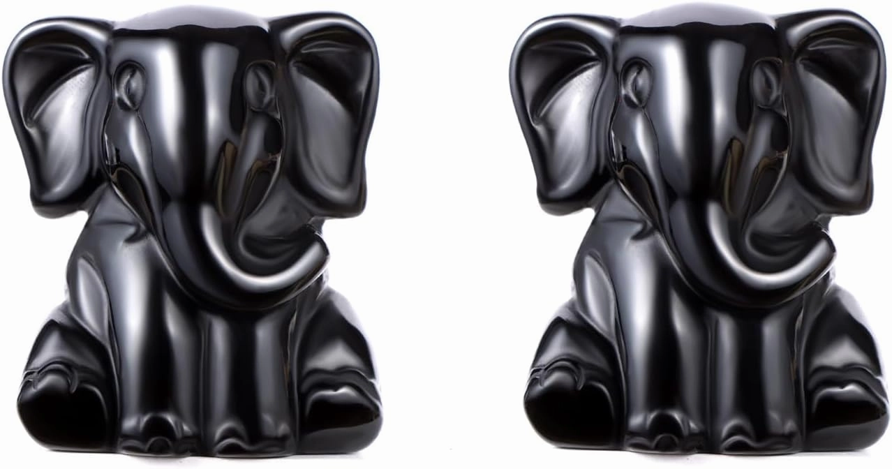Elephant Statue Healing Crystal Hand Carved Figurine 2pcs Set, 1.2" Animal Figurine Worry Stone for Anxiety relif Home Desk Decor