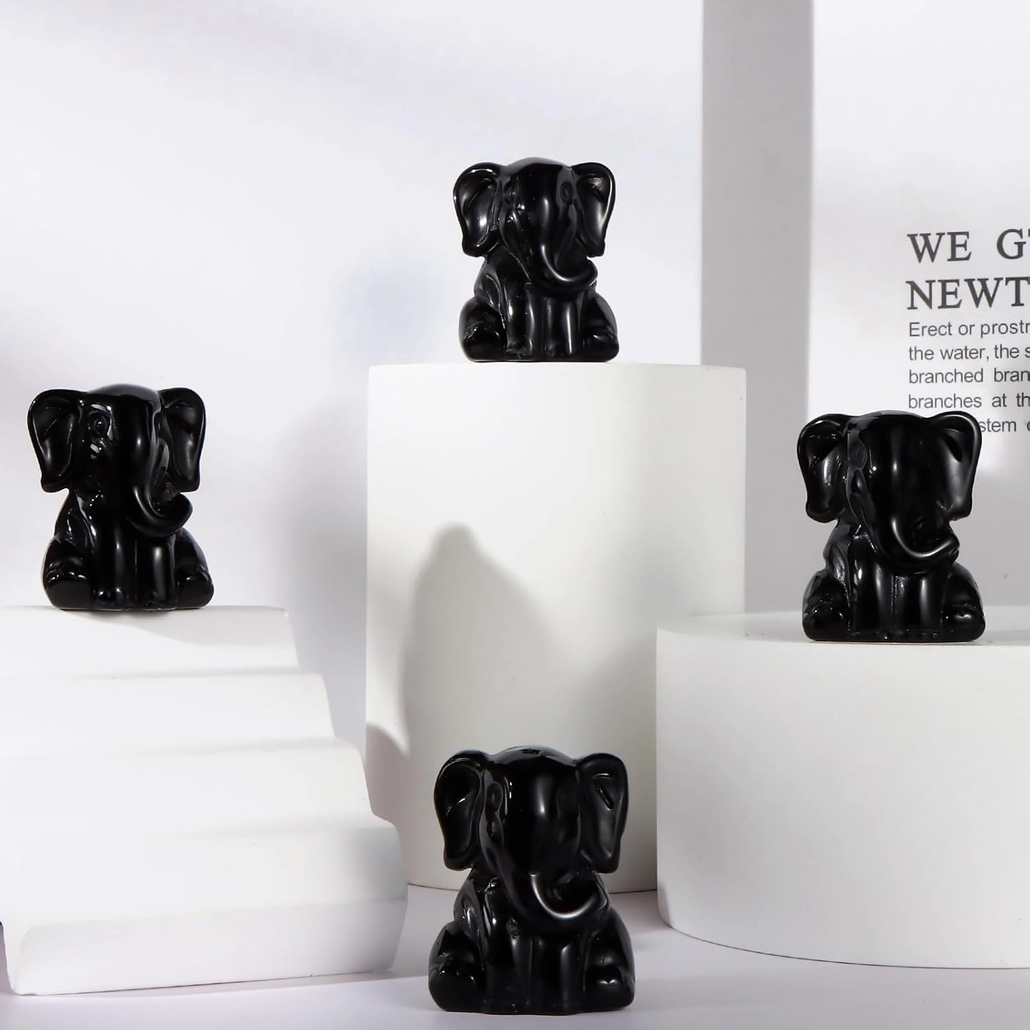 Elephant Statue Healing Crystal Hand Carved Figurine 2pcs Set, 1.2" Animal Figurine Worry Stone for Anxiety relif Home Desk Decor