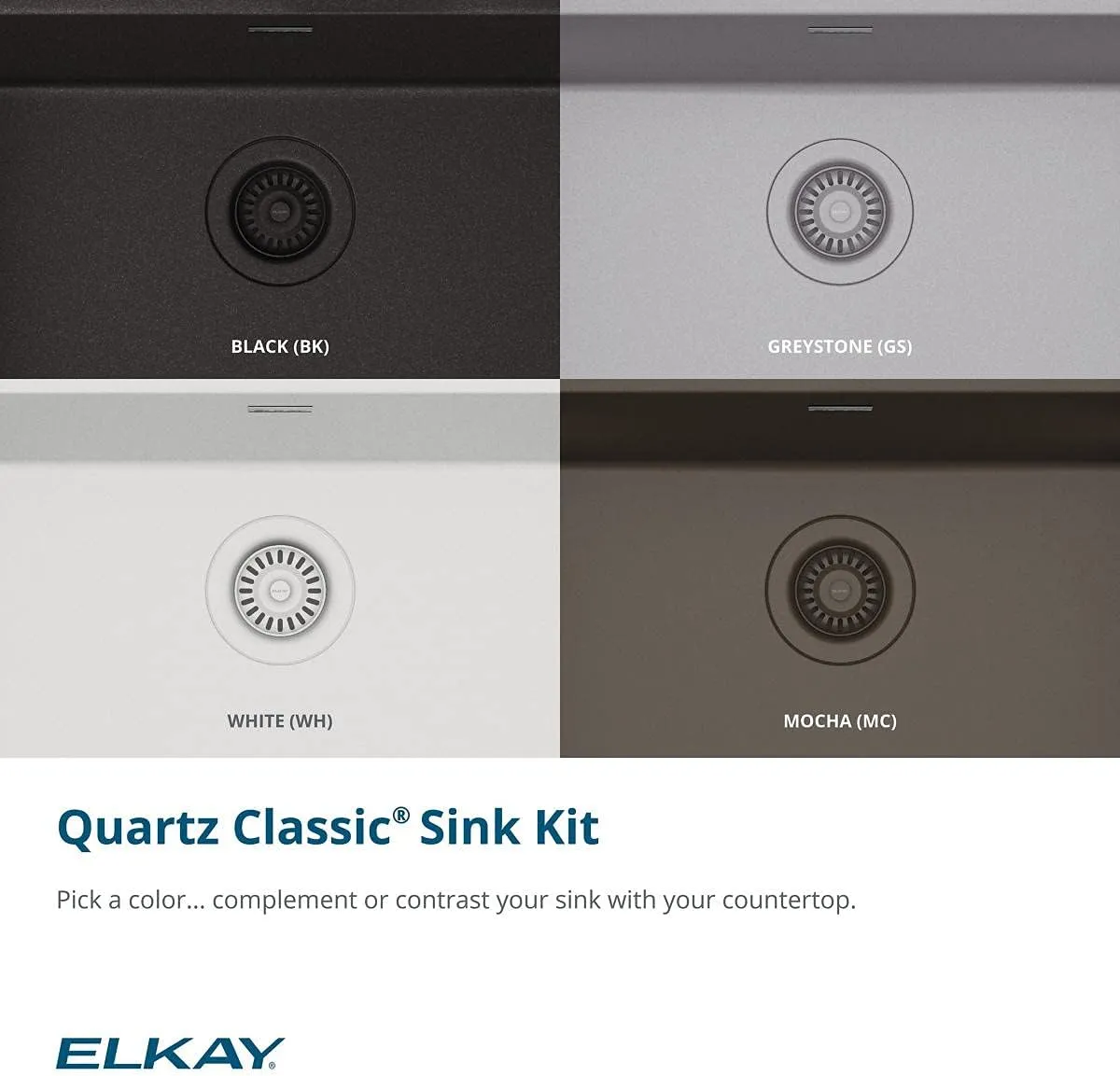 Elkay Quartz Classic 24-5/8" x 18-1/2" x 9-1/2" Single Bowl Undermount Sink Kit with Filtered Faucet Greystone