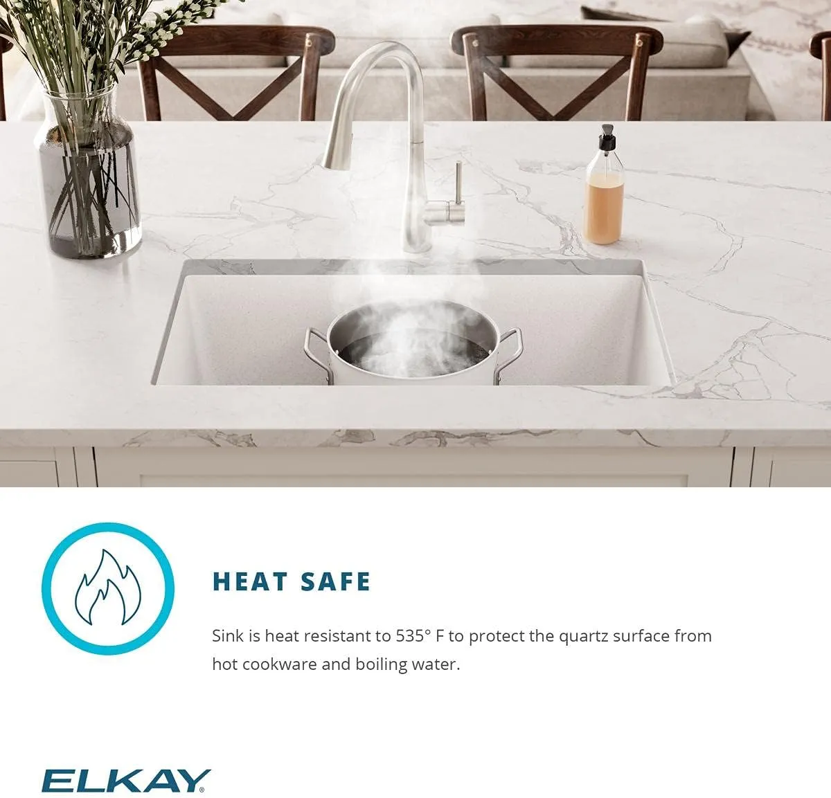 Elkay Quartz Classic 24-5/8" x 18-1/2" x 9-1/2" Single Bowl Undermount Sink Kit with Filtered Faucet Greystone