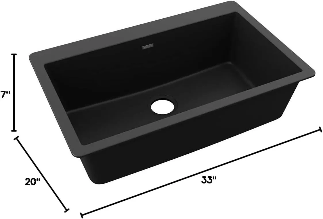 Elkay Quartz Classic ELGR13322BK0 Black Single Bowl Top Mount Sink
