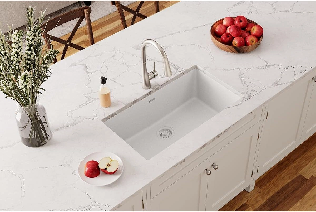 Elkay Quartz Classic ELGRU13322WH0 White Single Bowl Undermount Sink
