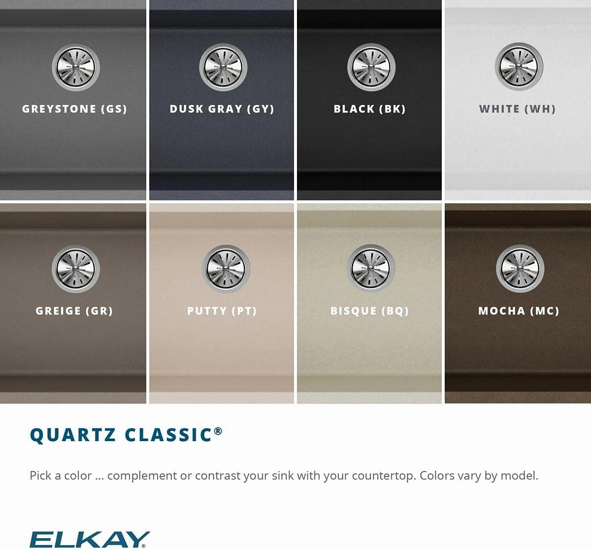Elkay Quartz Classic ELGU2522BQ0 Single Bowl Undermount Sink, Bisque