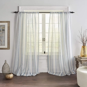 Elrene Home Fashions Hampton Stripe Sheer Window Curtain, 52" x 84" (1 Panel), Blue