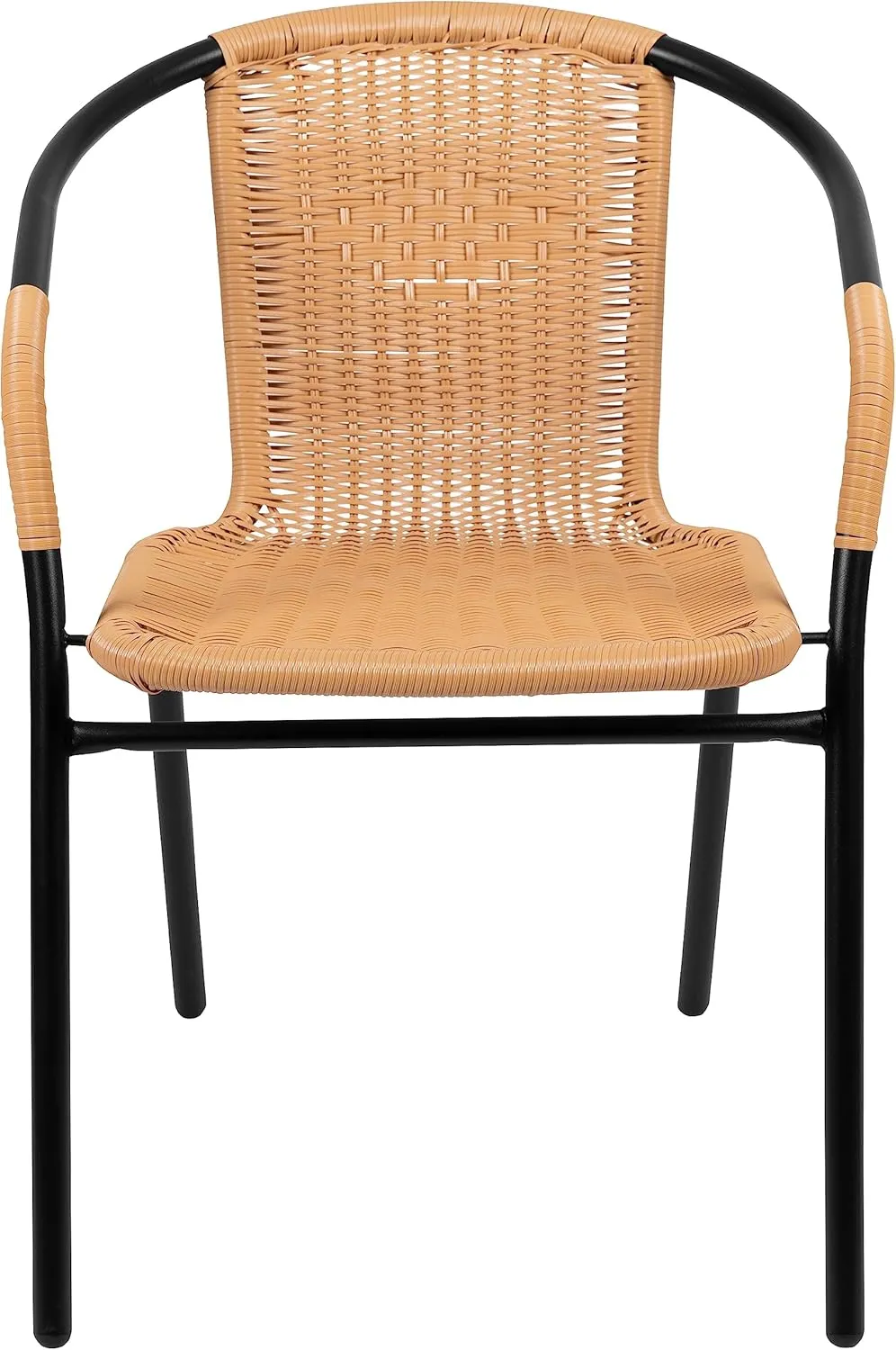 EMMA   OLIVER 2 Pack Beige Rattan Indoor-Outdoor Restaurant Stack Chair with Curved Back
