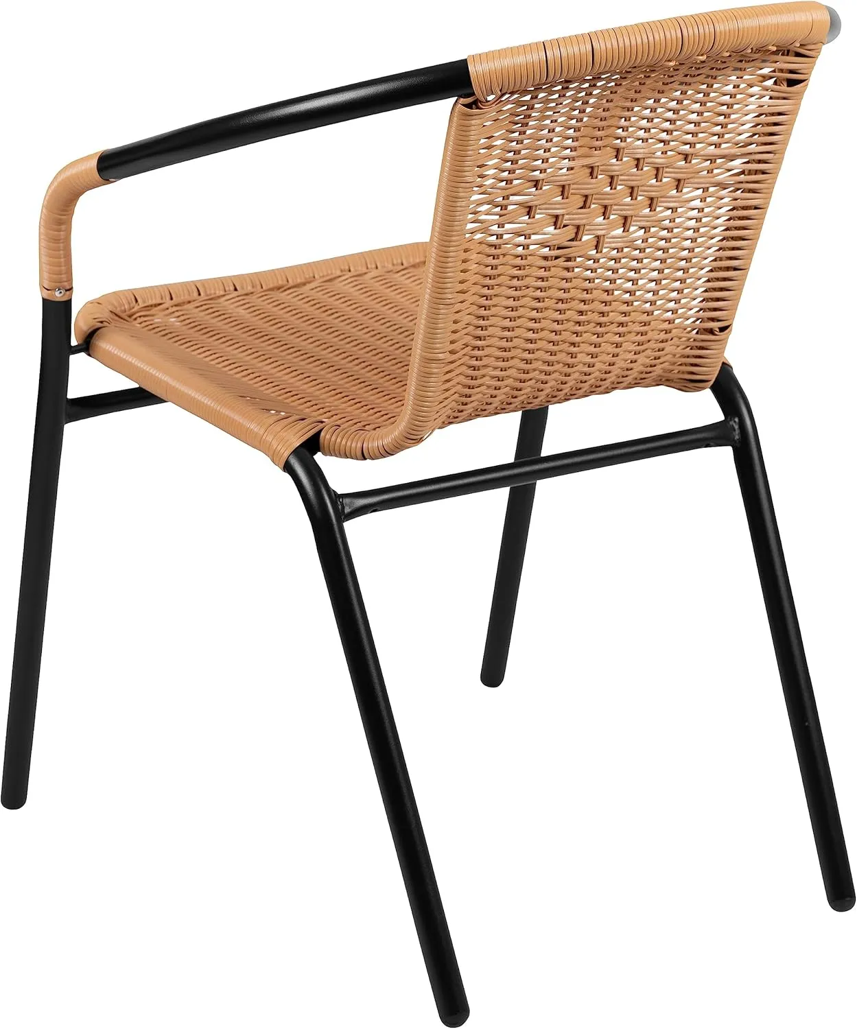 EMMA   OLIVER 2 Pack Beige Rattan Indoor-Outdoor Restaurant Stack Chair with Curved Back