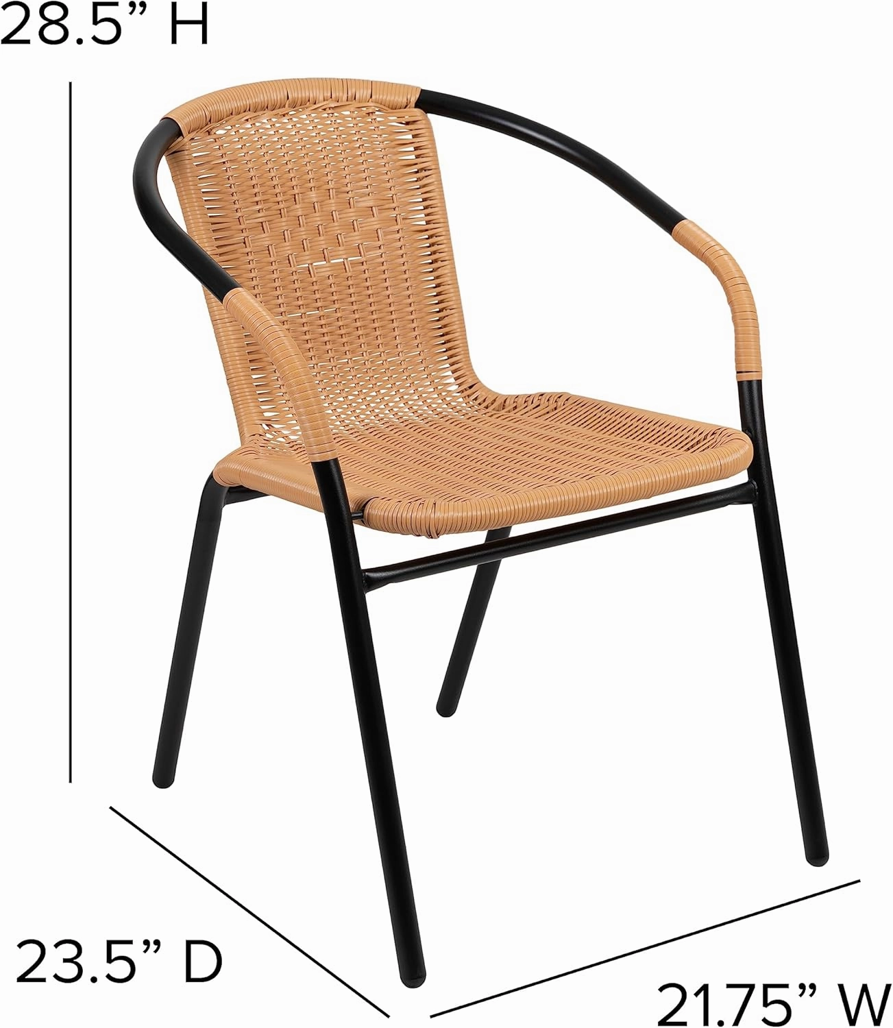 EMMA   OLIVER 4 Pack Beige Rattan Indoor-Outdoor Restaurant Stack Chair with Curved Back