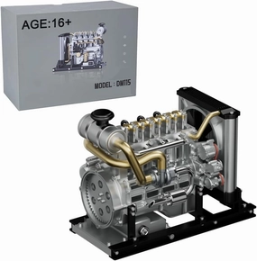 Engine Model Kit, Inline Four-Cylinder Model Engine Kit with Cooling System, Metal Engine Model Kit 1:10 Mini Metal Engine Assembly Kit, 300 Pieces Physics Experiment Toys Gifts