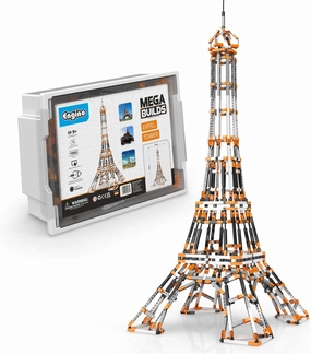 Engino: Mega Builds: Eiffel Tower - 1025pc Brick Building Set, 4.5' Tall Iconic Landmark Model, Snap Assembly, Storage Tub, STEM Kit, Adults & Kids 9 