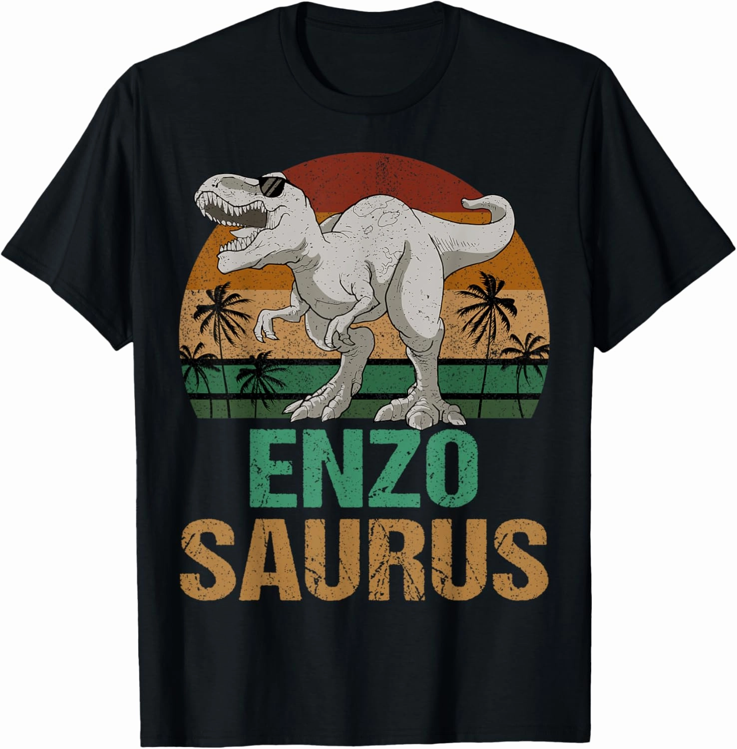 Enzo Saurus Dinosaur T Rex First Name Personalized T-Shirt
