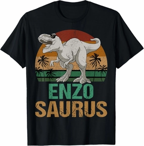 Enzo Saurus Dinosaur T Rex First Name Personalized T-Shirt
