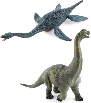 EOIVSH 2 Pack Large Dinosaur Figure Toys Brachiosaurus & Plesiosaur, Jumbo Realistic Dinosaur Playset Party Favors Birthday Gift for Kids Boys Girls Children