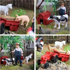 EOIVSH Farm Animal Figures Toys for Kids Toddlers, 22pcs Farm Figurines Playset Includes Farmer Tractor Figures, Realistic Barn Toy Pretend Play Set for Boys Girls 3-12 Years Old