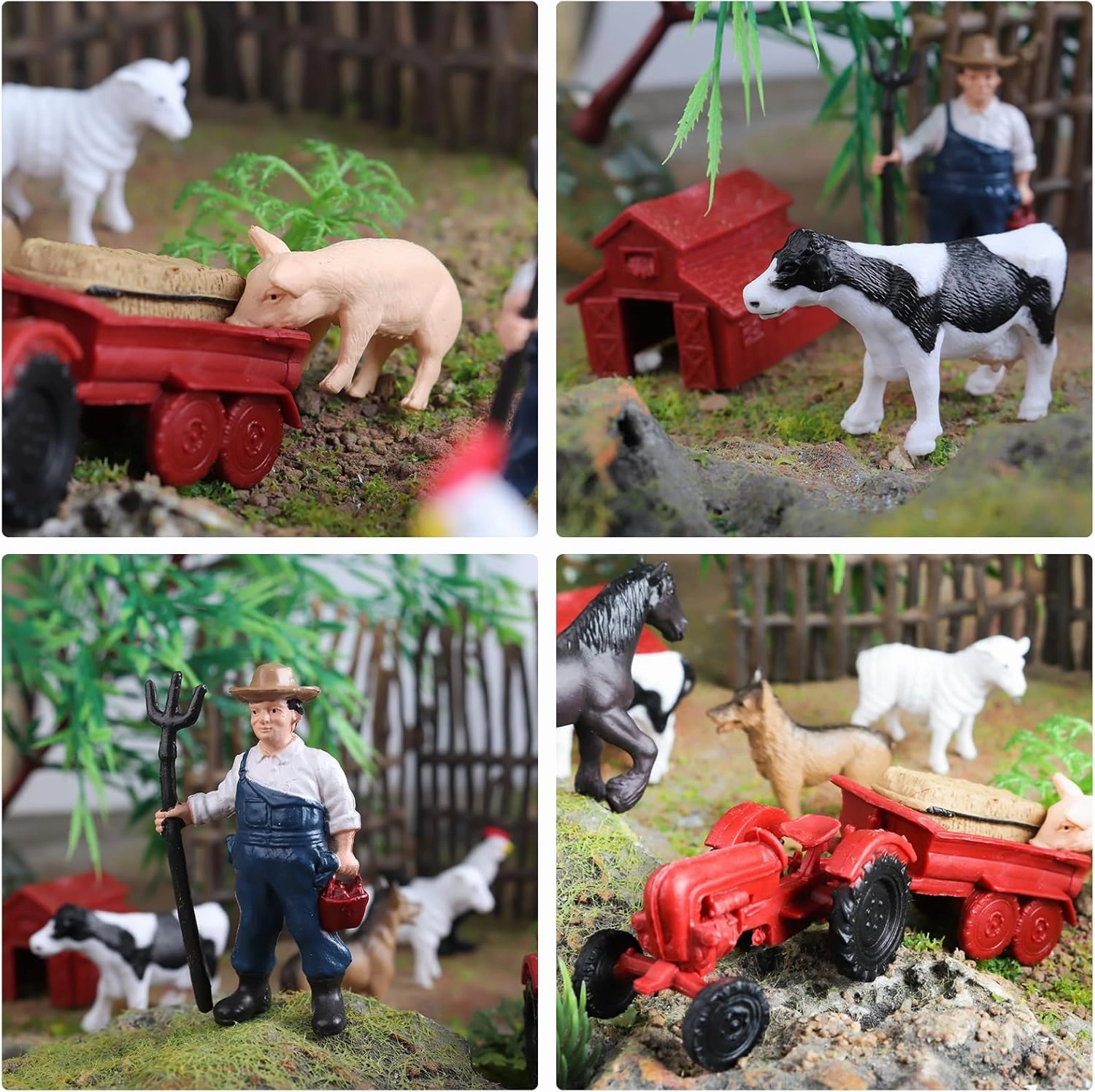 EOIVSH Farm Animal Figures Toys for Kids Toddlers, 22pcs Farm Figurines Playset Includes Farmer Tractor Figures, Realistic Barn Toy Pretend Play Set for Boys Girls 3-12 Years Old