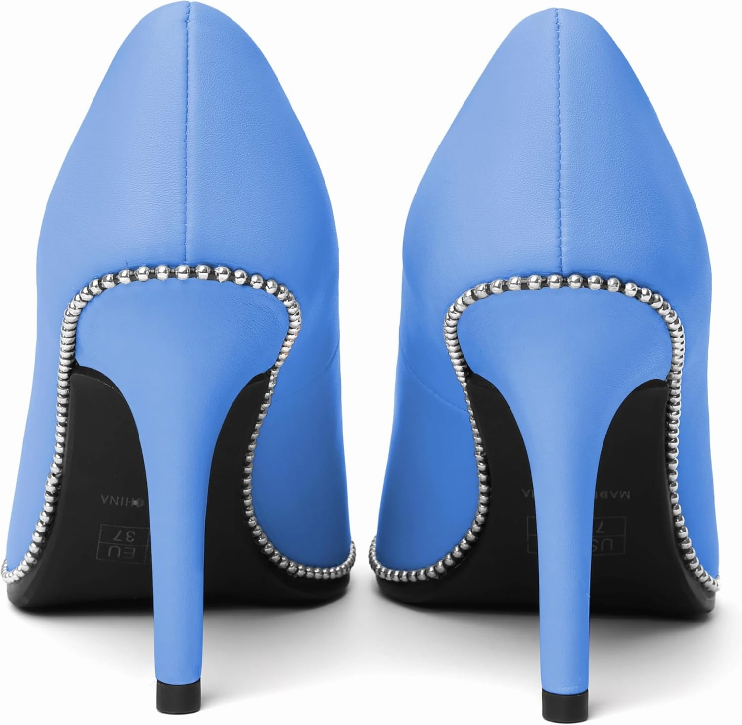 Esvowido Women's Stiletto High Heels Slip on Pumps Closed Pointed Toe Beaded Pump Shoes Casual Party Dress Shoes 3.5 Inch