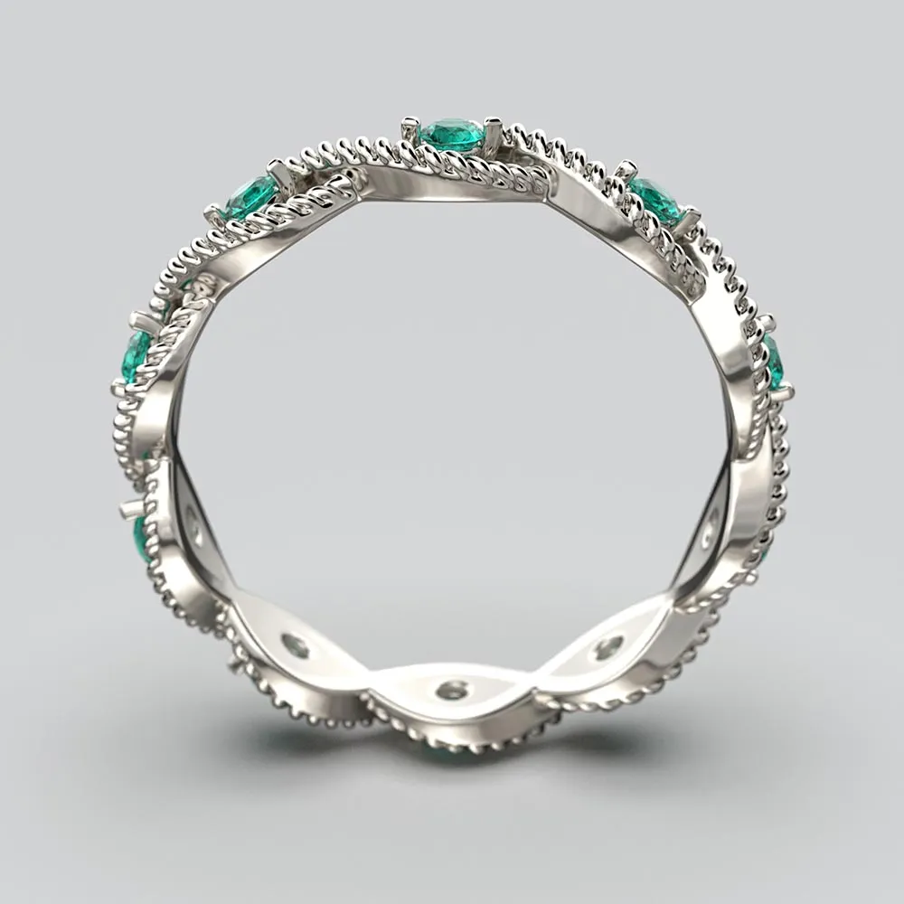 Eternity Emerald Gold Band Made in Italy