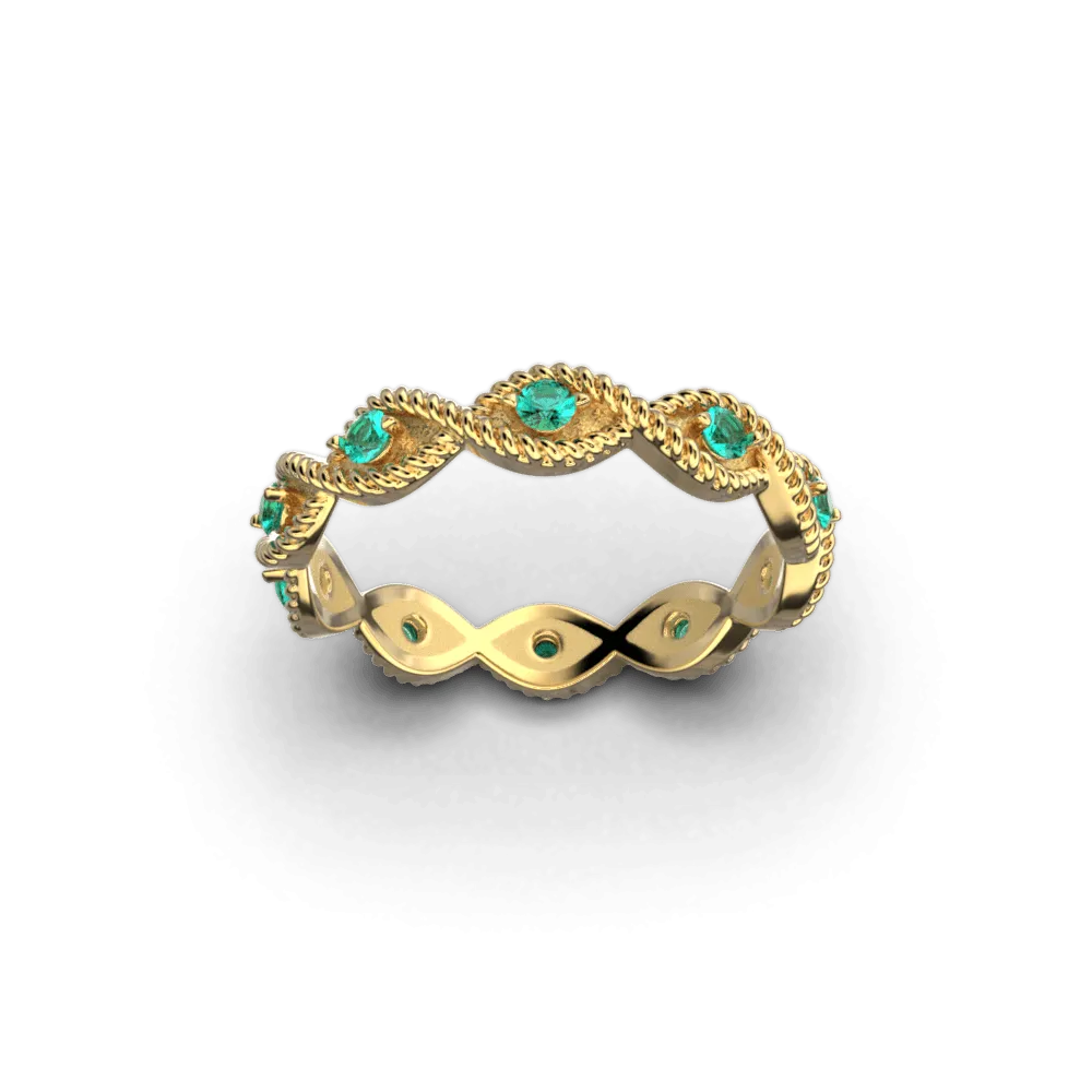 Eternity Emerald Gold Band Made in Italy