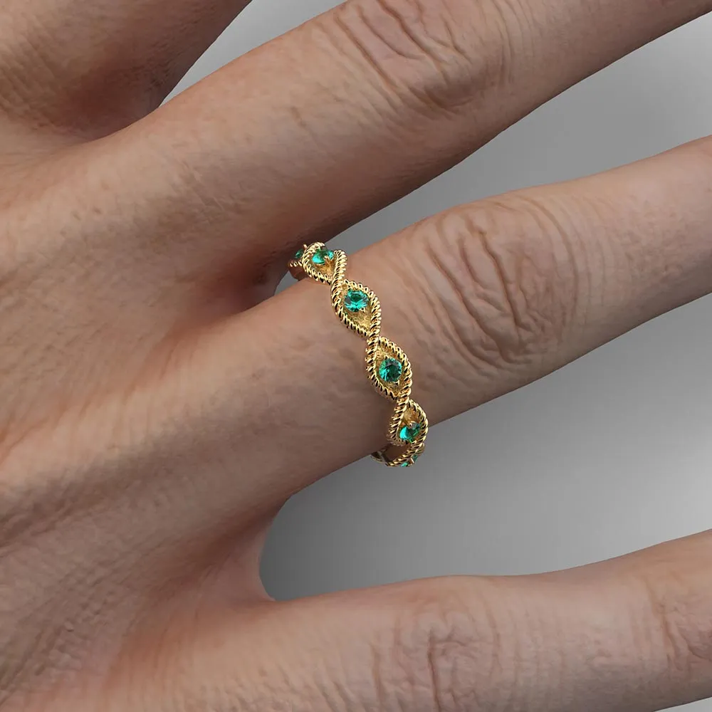 Eternity Emerald Gold Band Made in Italy