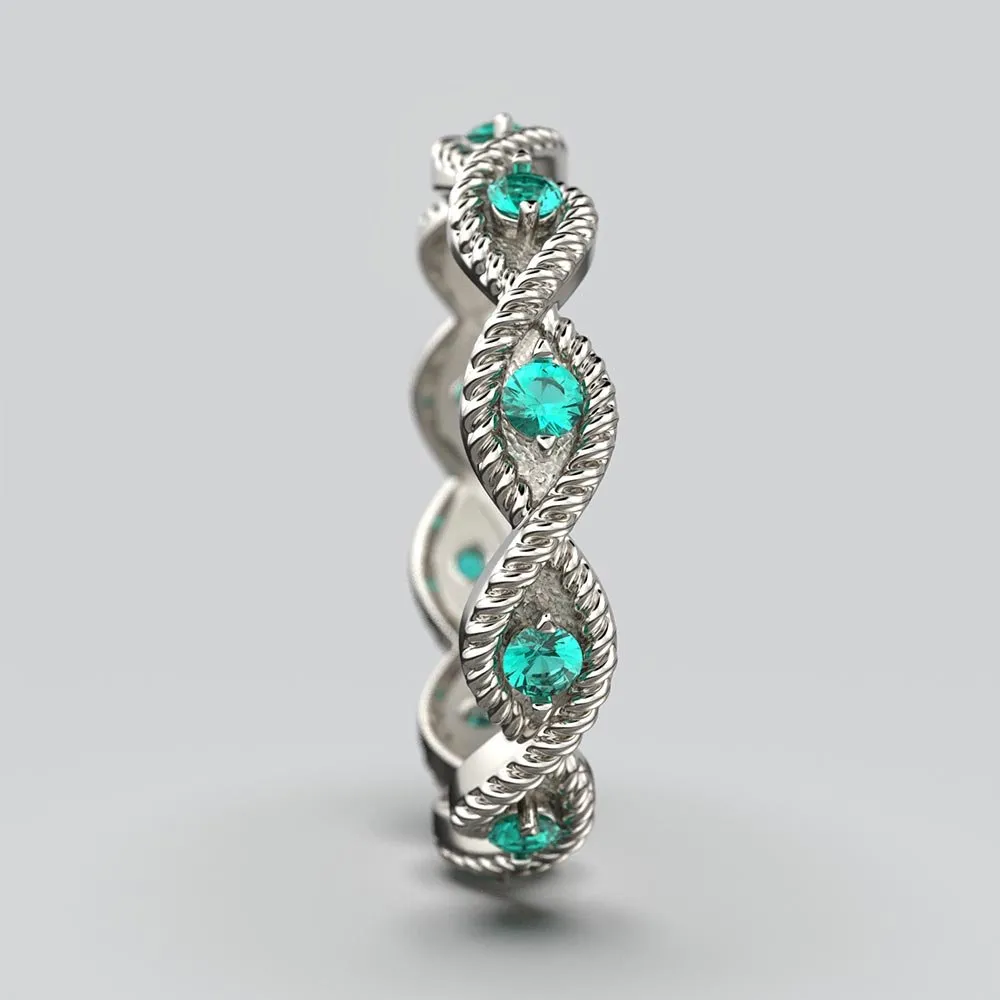 Eternity Emerald Gold Band Made in Italy