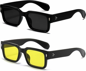 EYLRIM Square Frame Sunglasses for Women Men Trendy Chunky Rectangle Sun Glasses Black Shades UV400 Protection