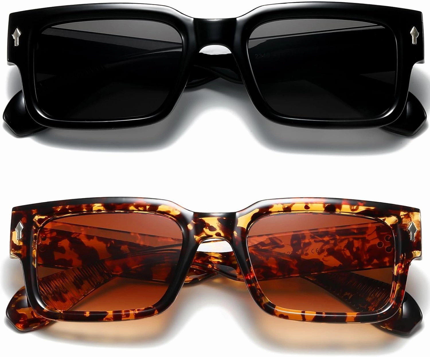 EYLRIM Square Frame Sunglasses for Women Men Trendy Chunky Rectangle Sun Glasses Black Shades UV400 Protection