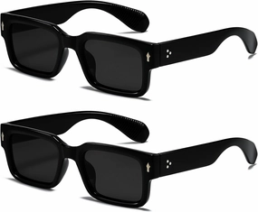 EYLRIM Square Frame Sunglasses for Women Men Trendy Chunky Rectangle Sun Glasses Black Shades UV400 Protection
