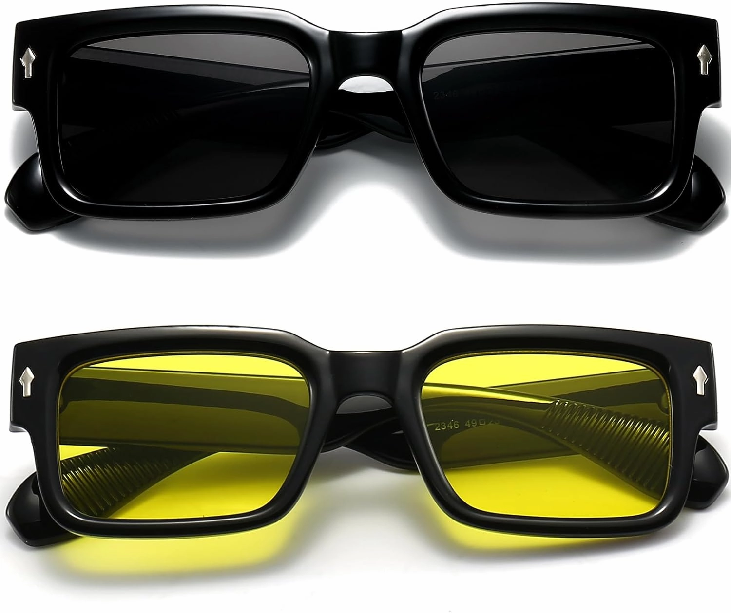 EYLRIM Square Frame Sunglasses for Women Men Trendy Chunky Rectangle Sun Glasses Black Shades UV400 Protection