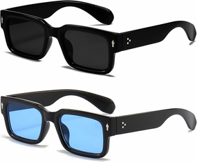 EYLRIM Square Frame Sunglasses for Women Men Trendy Chunky Rectangle Sun Glasses Black Shades UV400 Protection